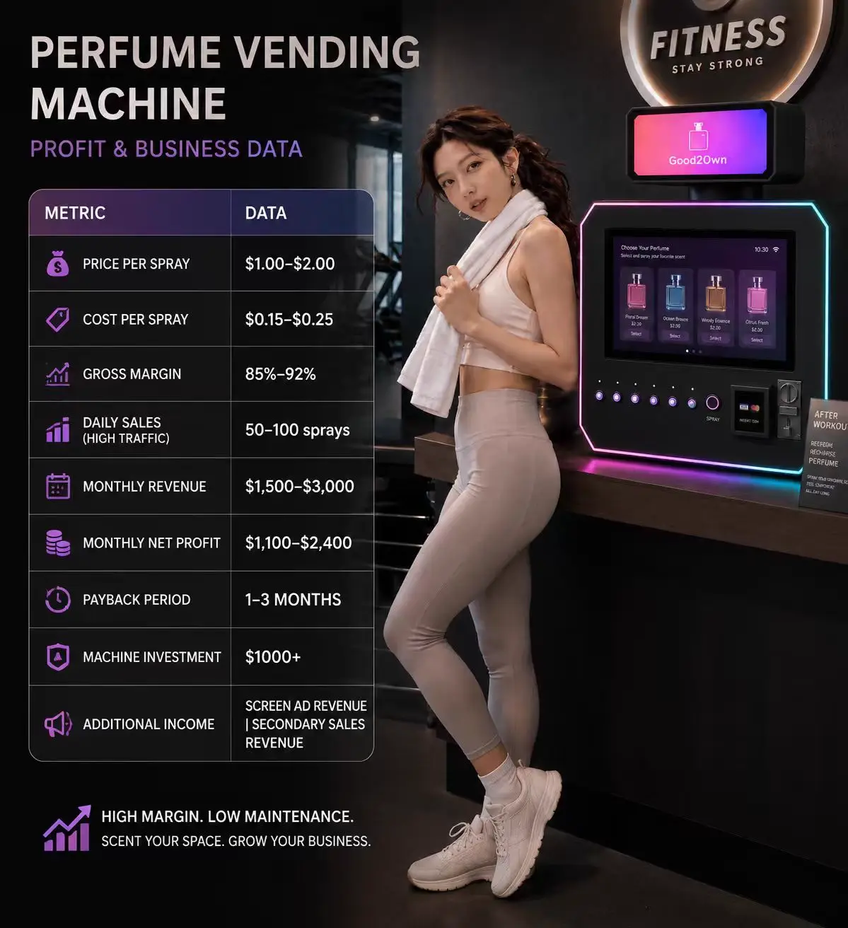 Perfume vending machine ROI and payback calculation